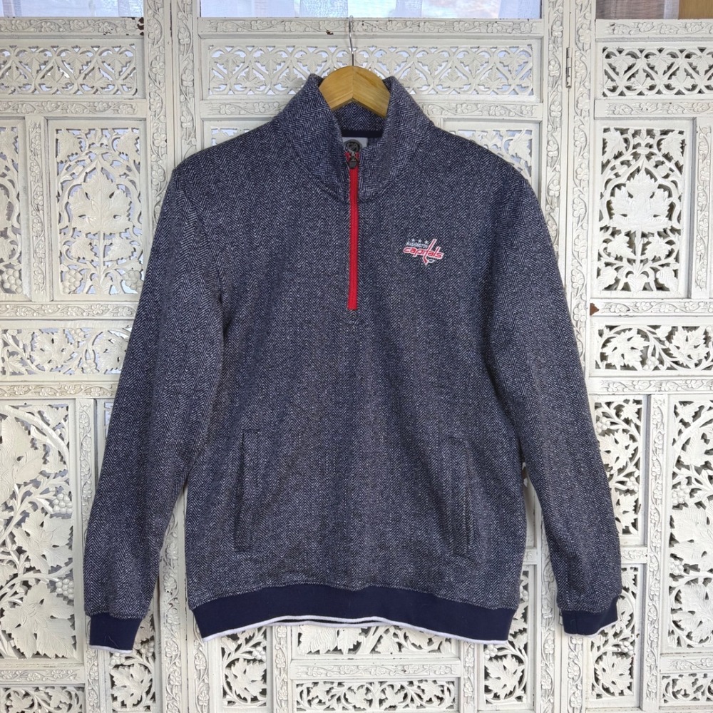 NHL Washington Capitals Quarter Zip Fleece Lined Sweatshirt Sz S‎ Hockey Cozy